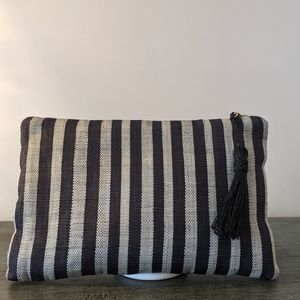 Blank and Gray Stripped Clutch